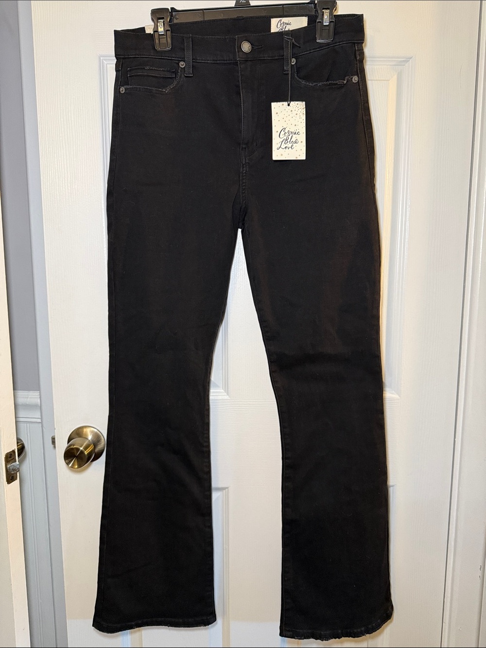 Cosmic Blue Love Heylin Bootcut Size 31 Super Stretch Black Denim